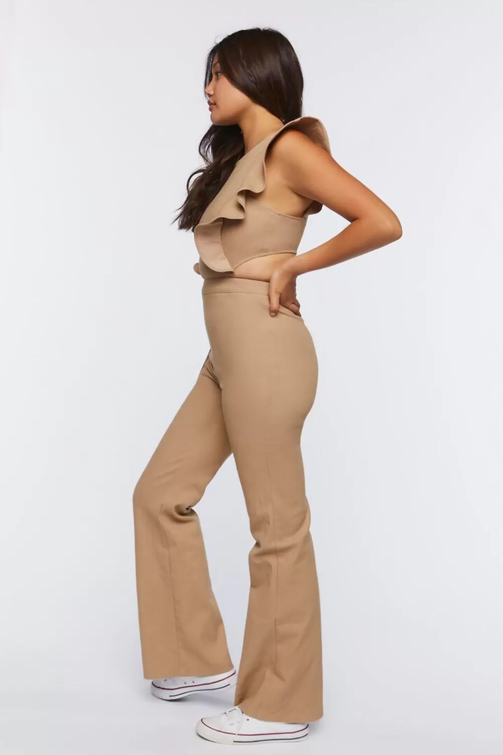 Rompers + Jumpsuits>Forever 21 Denim Butterfly Sleeve Jumpsuit Khaki
