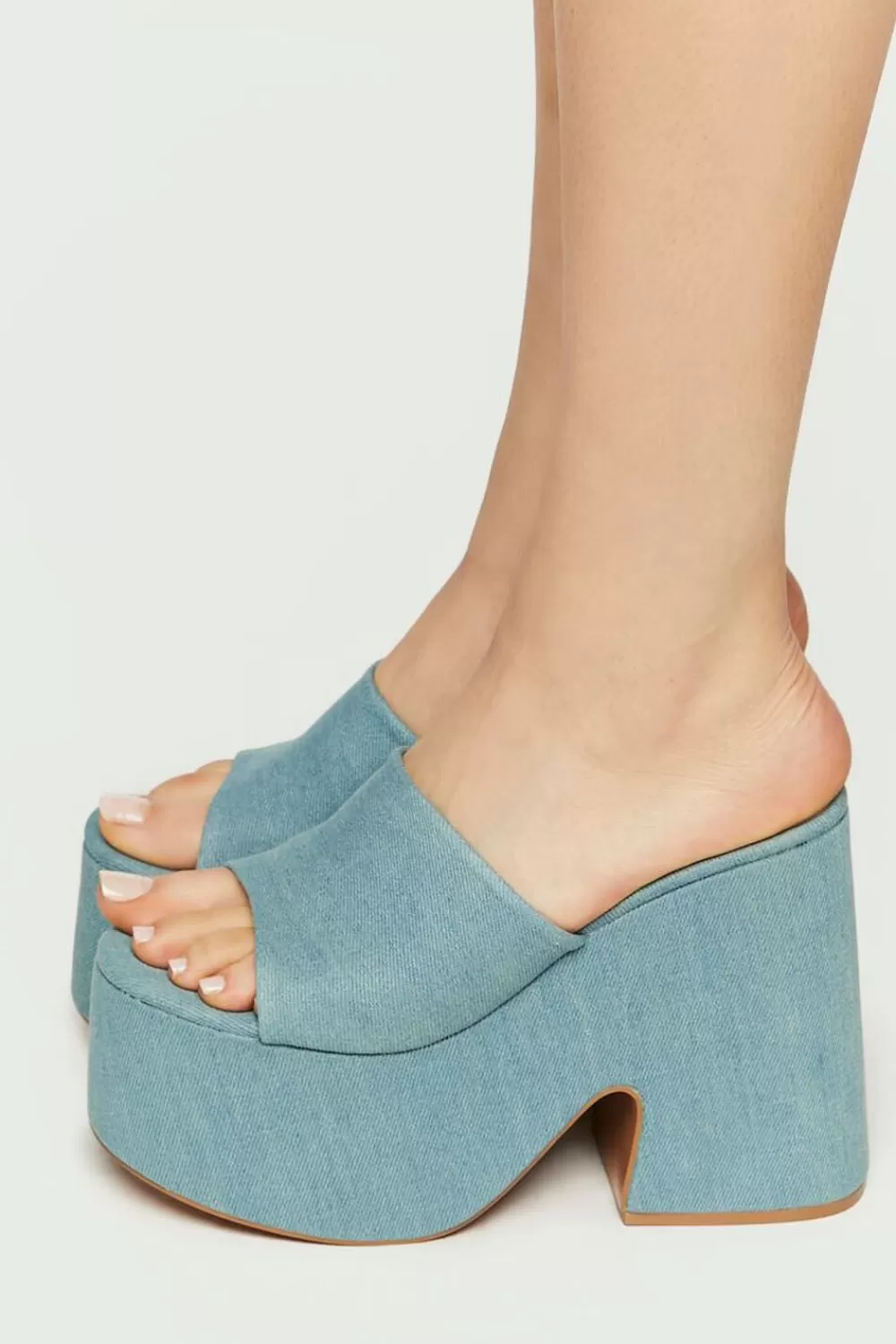 Wedges + Platforms>Forever 21 Denim Platform Wedges Blue