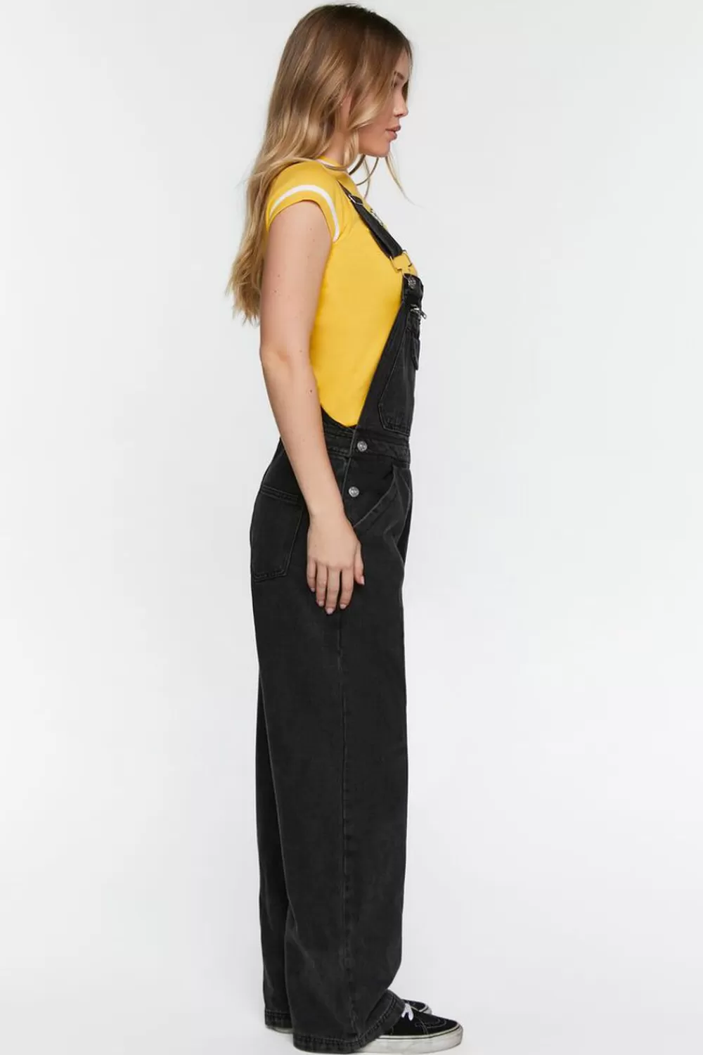 Rompers + Jumpsuits>Forever 21 Denim Zip-Pocket Straight-Leg Overalls Black