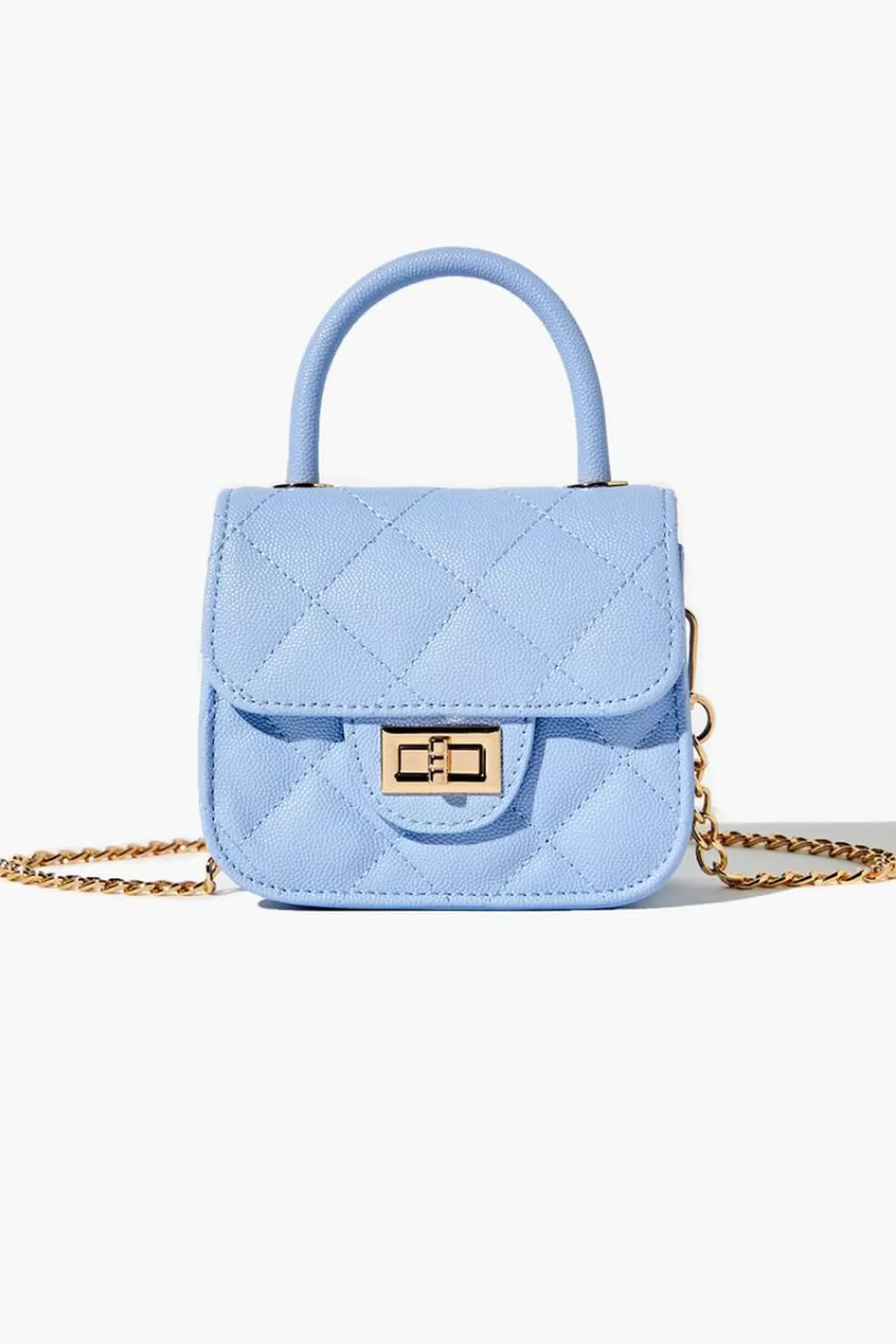 Bags + Backpacks>Forever 21 Diamond-Quilted Mini Crossbody Bag Blue
