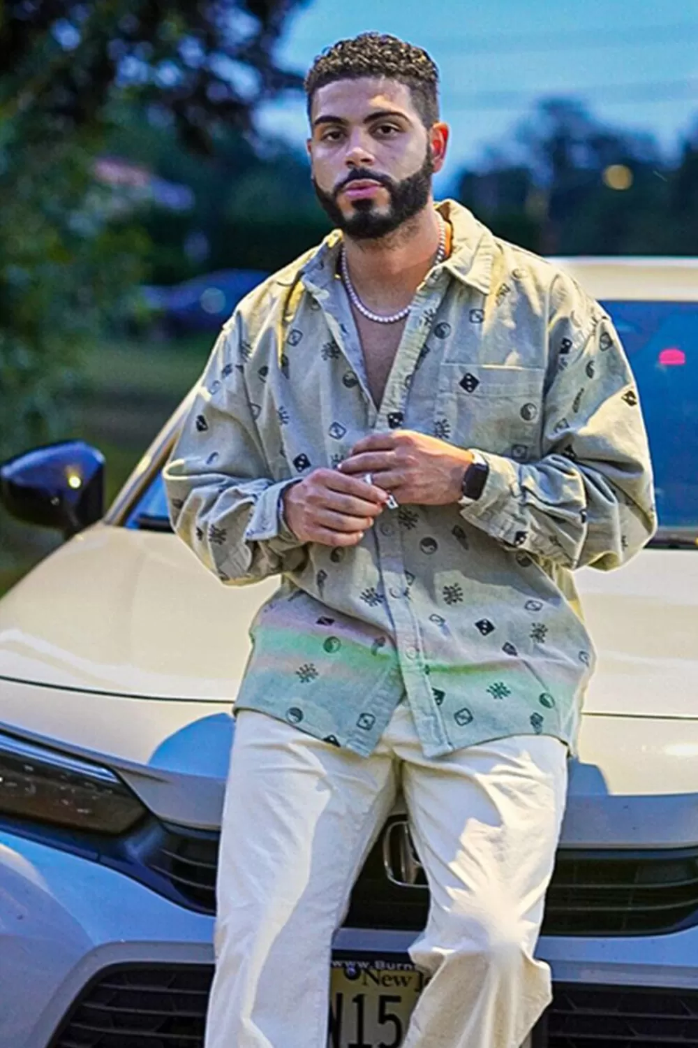 Shirts>Forever 21 Dice Print Corduroy Shirt Sage/Black