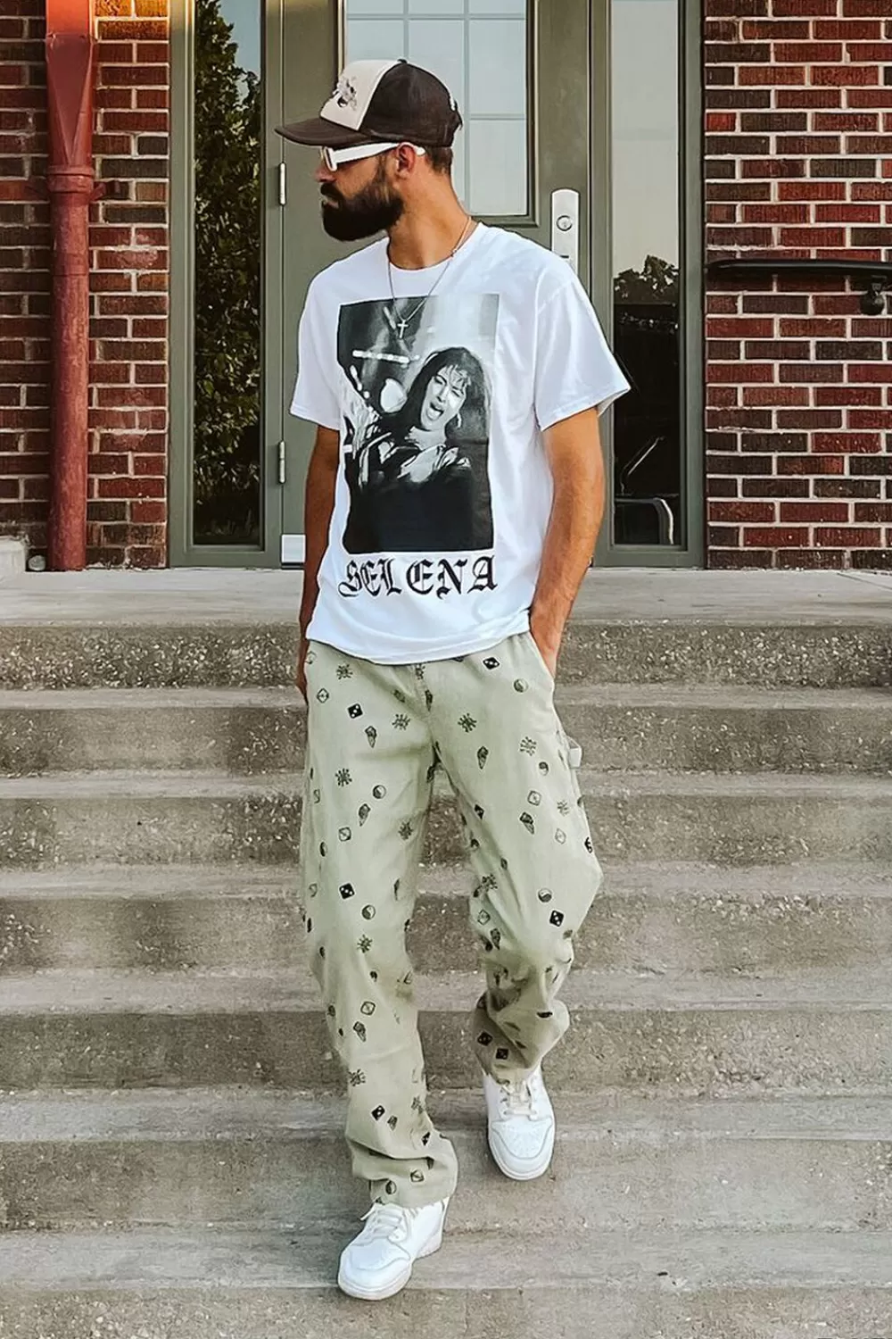 Bottoms>Forever 21 Dice Print Drawstring Pants Taupe/Black