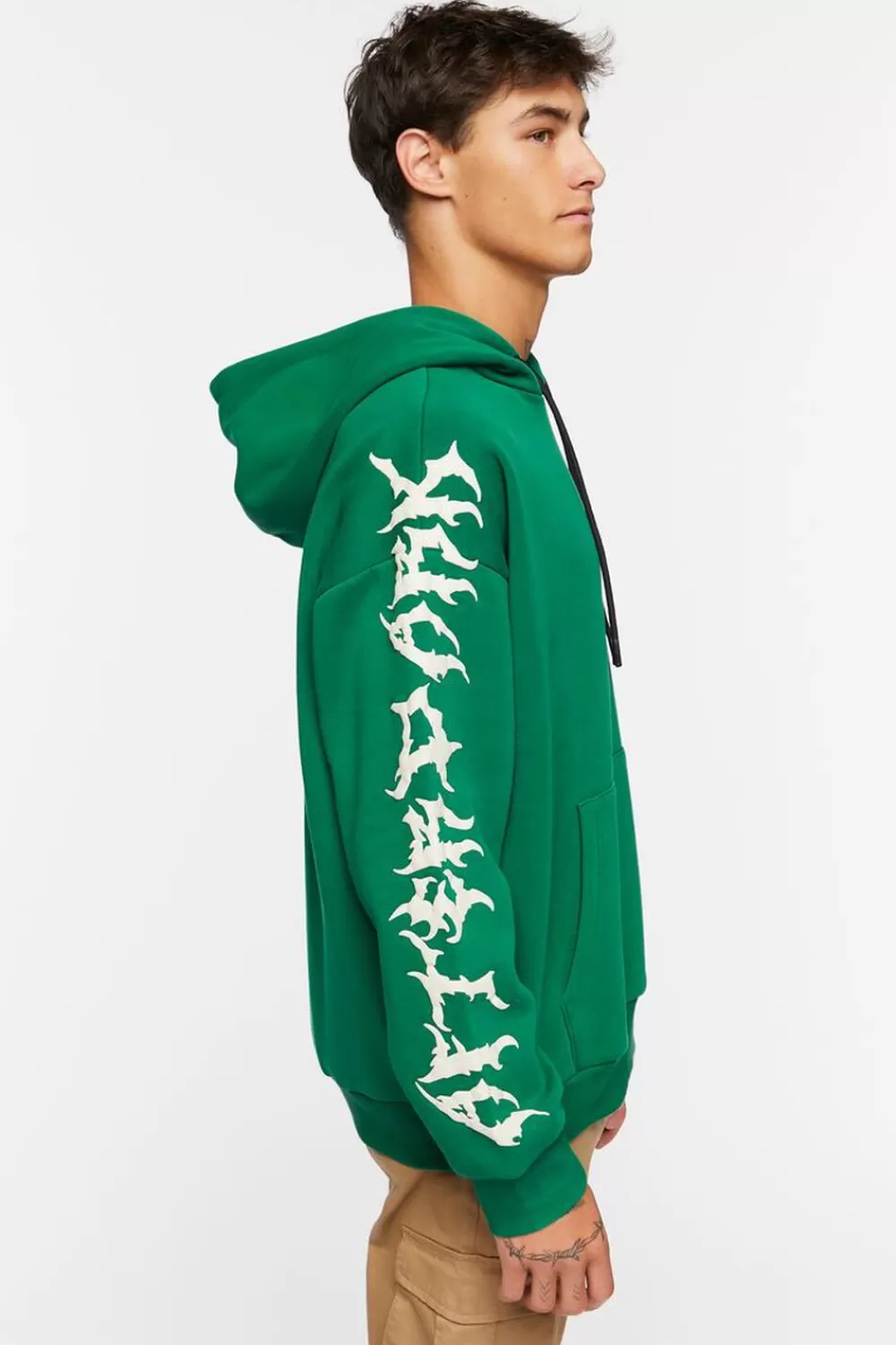 Graphic Tees>Forever 21 Dip-Dye After Dark Graphic Hoodie Bright Green/Multi