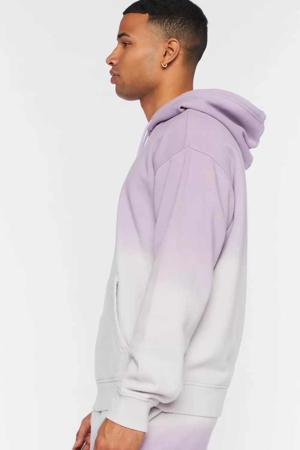 Tops>Forever 21 Dip-Dye Fleece Hoodie Purple/White