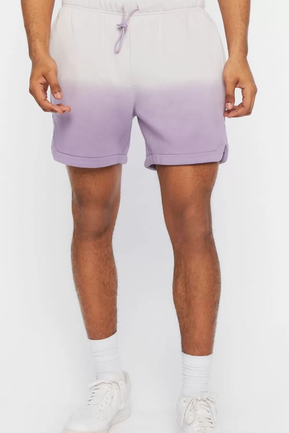 Activewear + Athletic>Forever 21 Dip-Dye Fleece Shorts Purple/White