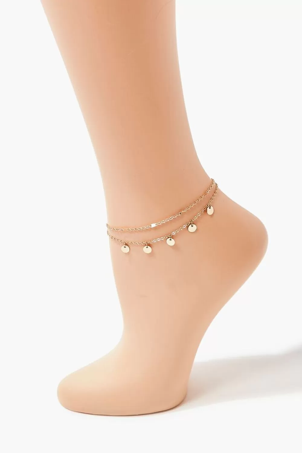 Body Jewelry>Forever 21 Disc Charm Chain Anklet Set Gold