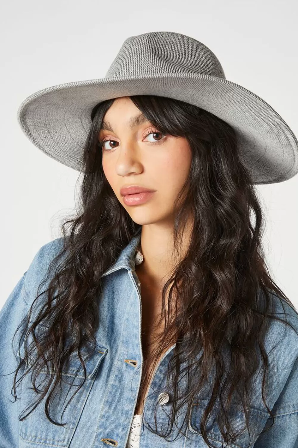 Hats + Beanies>Forever 21 Disc Charm-Trim Fedora Light Blue/Gold