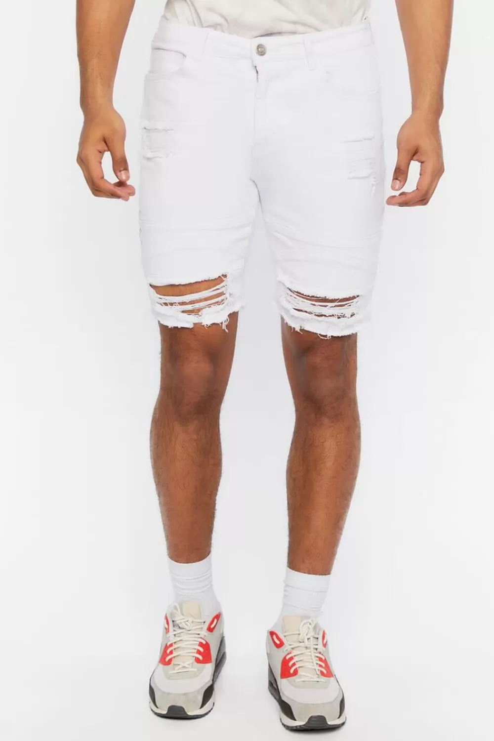 Jeans + Denim>Forever 21 Distressed Denim Shorts White