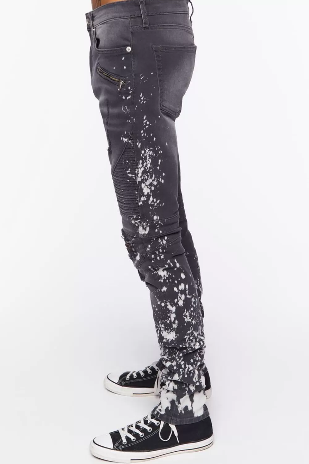 Jeans + Denim>Forever 21 Distressed Paint Splatter Skinny Jeans Grey/Multi