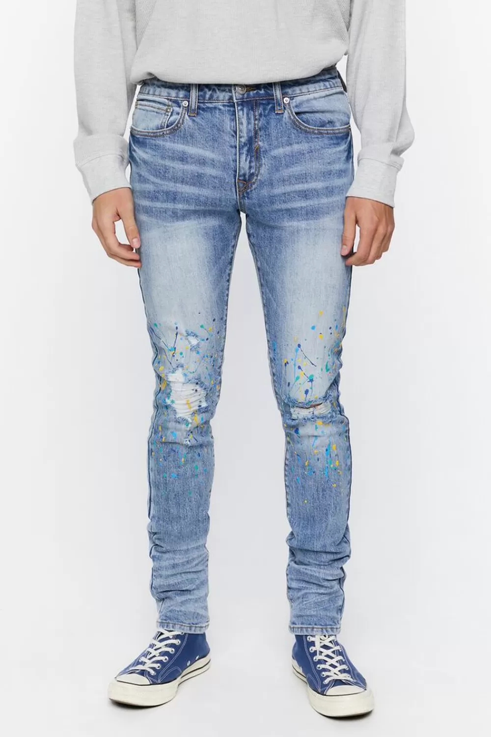 Jeans + Denim>Forever 21 Distressed Skinny Jeans Medium Denim