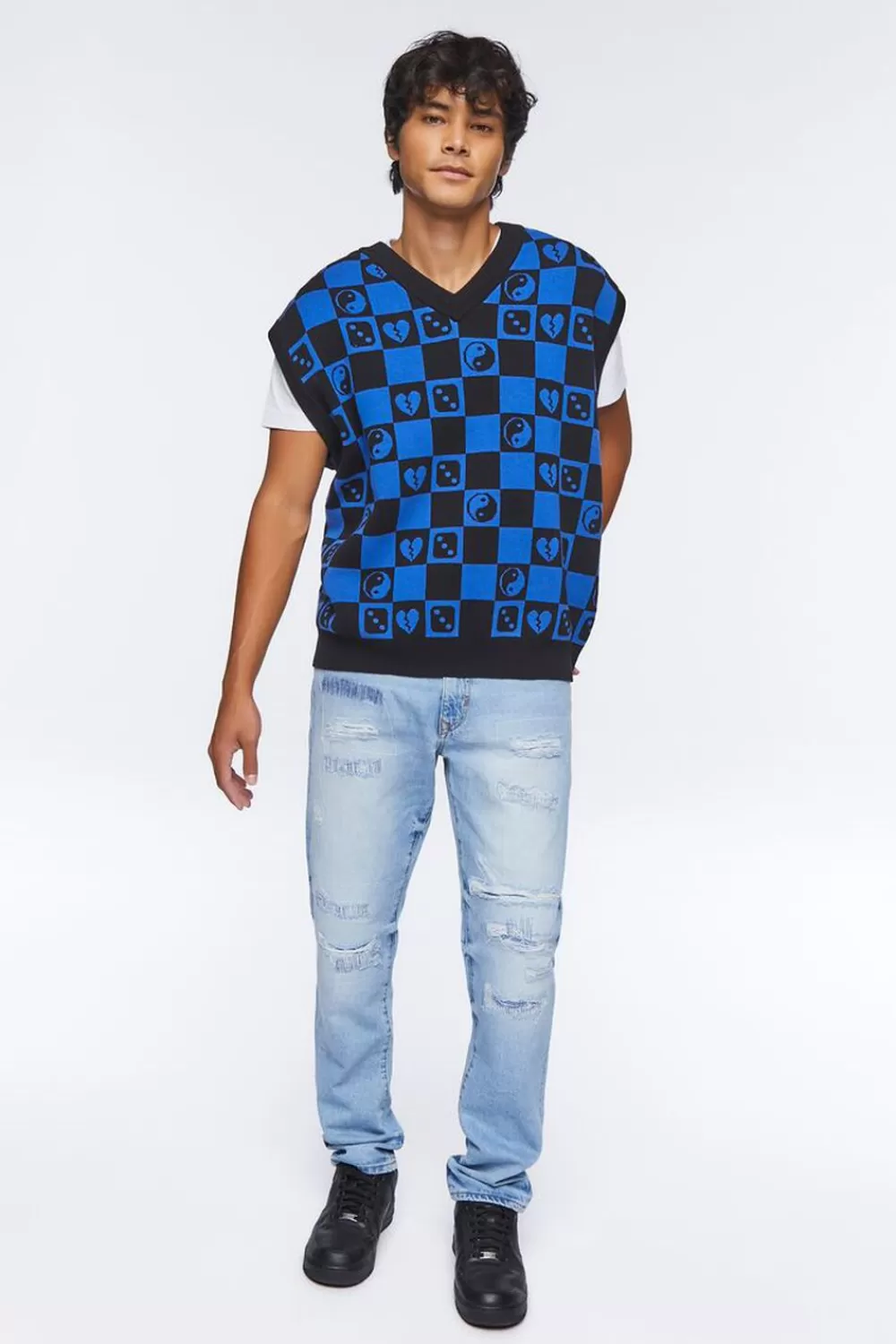 Jeans + Denim>Forever 21 Distressed Slim-Fit Jeans Light Denim