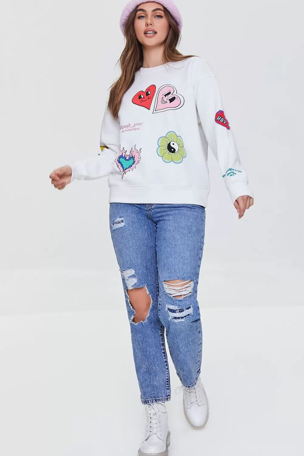 Bottoms>Forever 21 Distressed Straight-Leg Jeans Light Denim