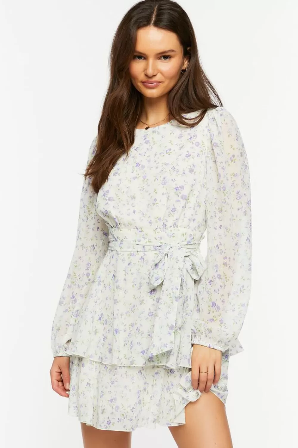 Forever 21 Ditsy Floral Peasant-Sleeve Mini Dress | Women Dresses