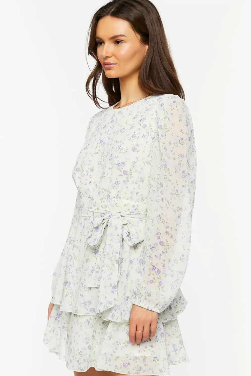Forever 21 Ditsy Floral Peasant-Sleeve Mini Dress | Women Dresses