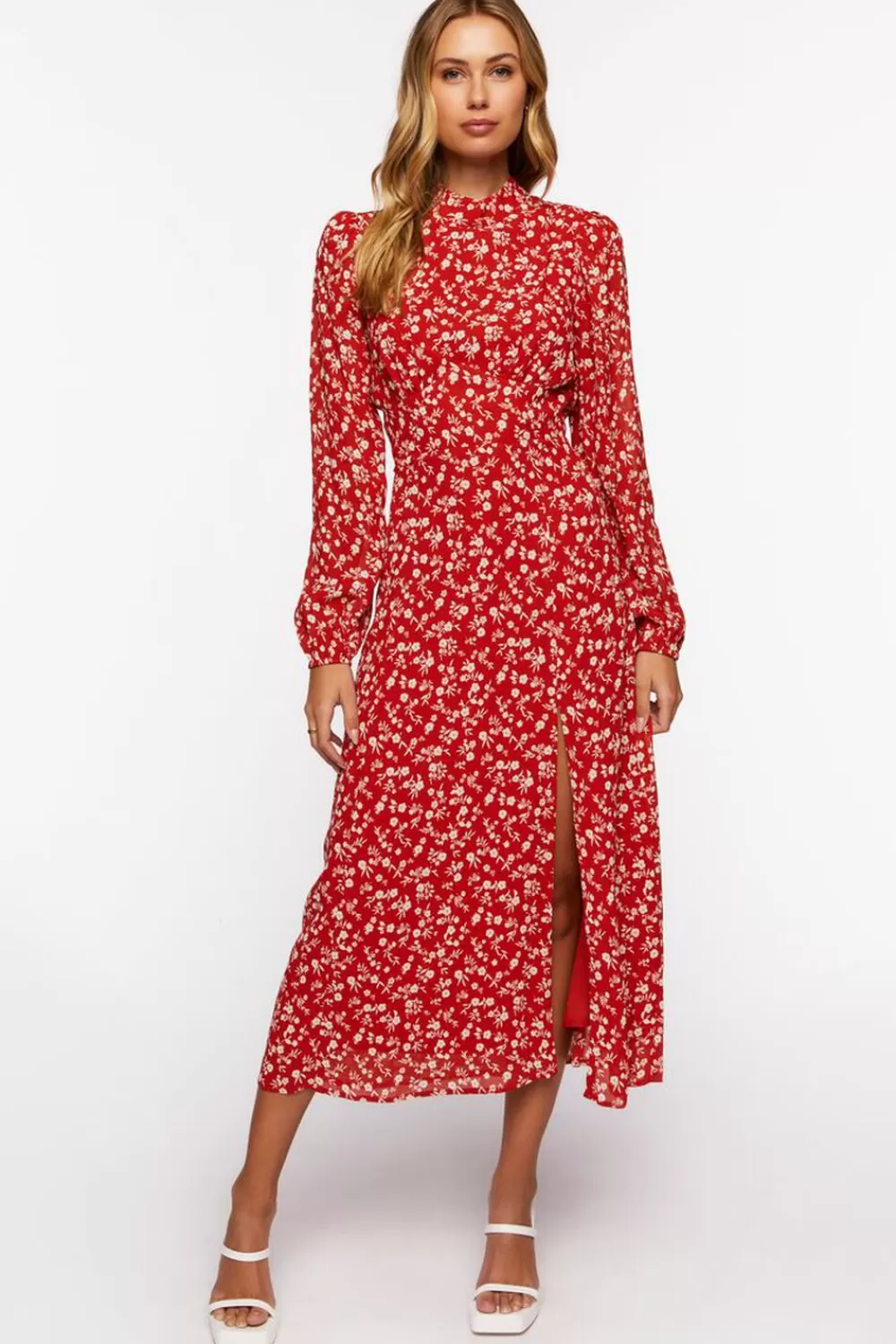 Forever 21 Ditsy Floral Print Open-Back Midi Dress | Women Dresses