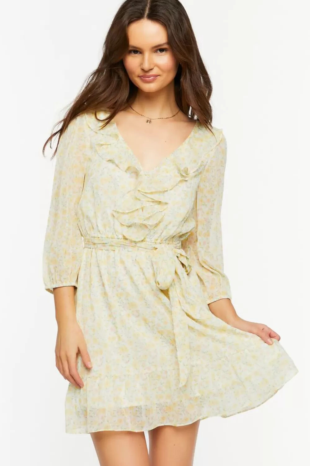 Forever 21 Ditsy Floral Ruffle-Trim Mini Dress | Women Dresses