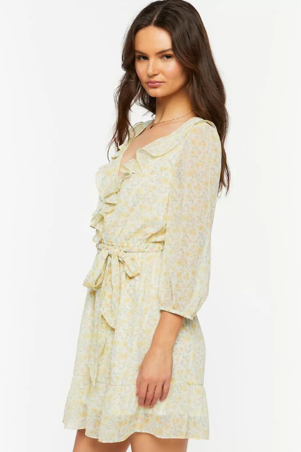 Forever 21 Ditsy Floral Ruffle-Trim Mini Dress | Women Dresses