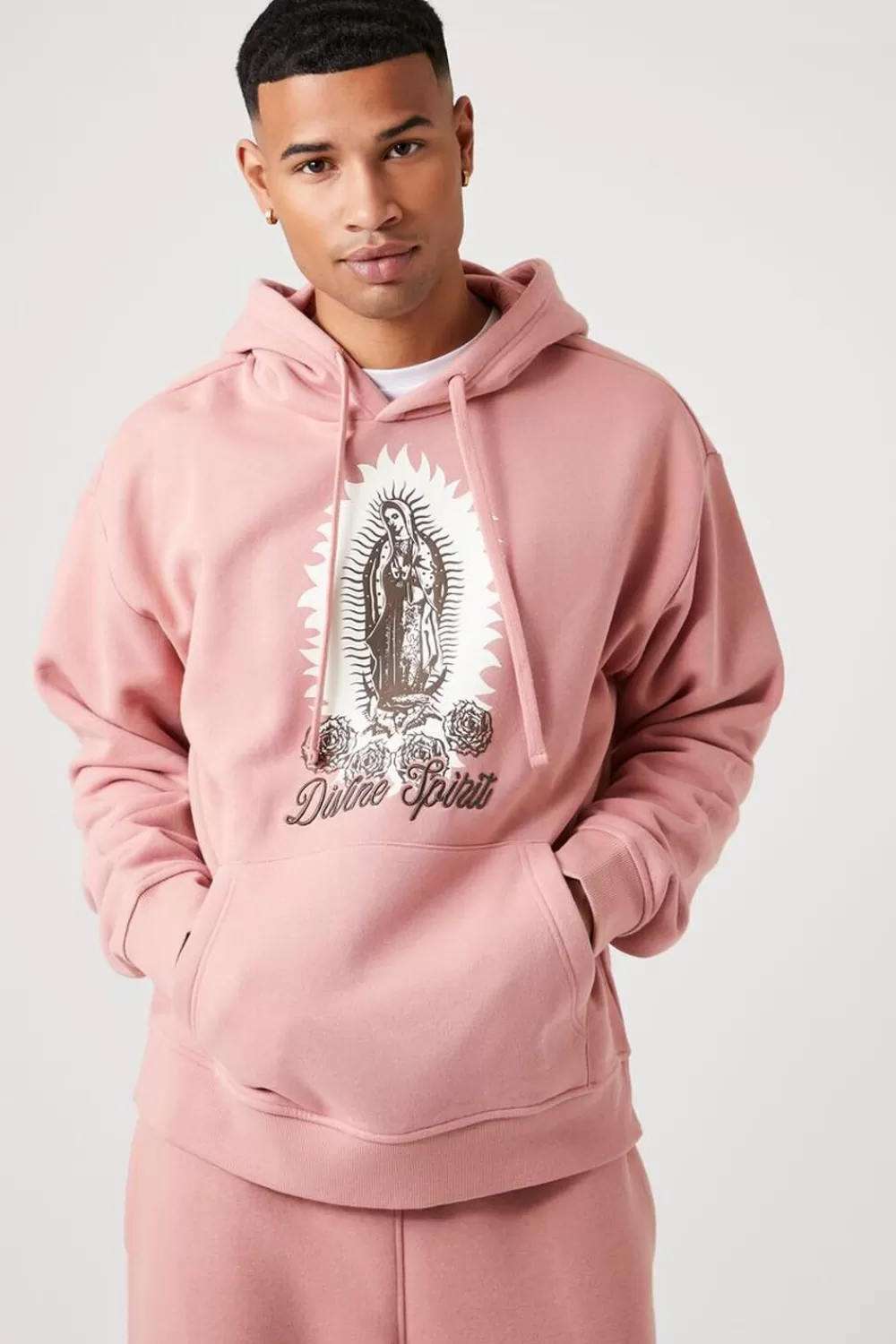 Graphic Tees>Forever 21 Divine Spirit Graphic Hoodie Mauve/Multi