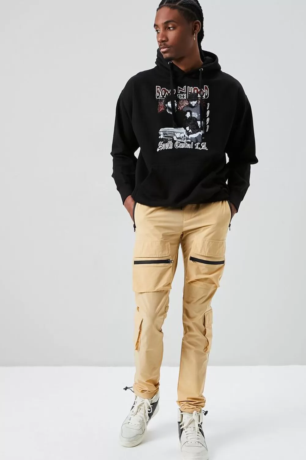 Bottoms>Forever 21 Drawstring Cargo Slim-Fit Pants Khaki