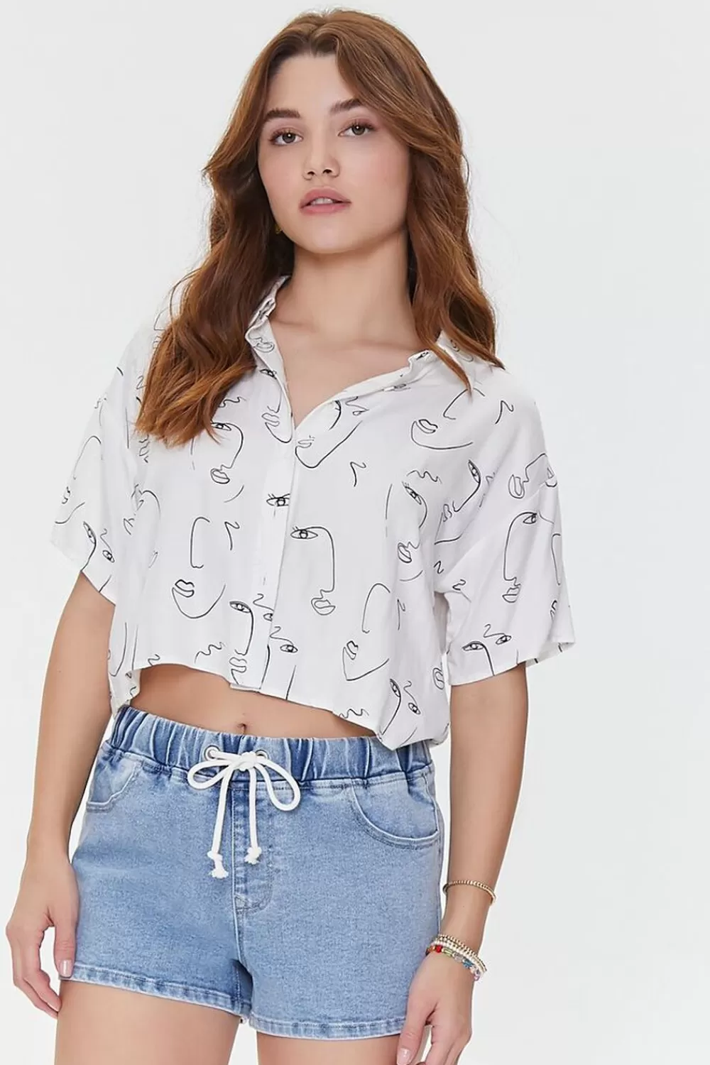 Bottoms>Forever 21 Drawstring Denim Shorts Light Denim
