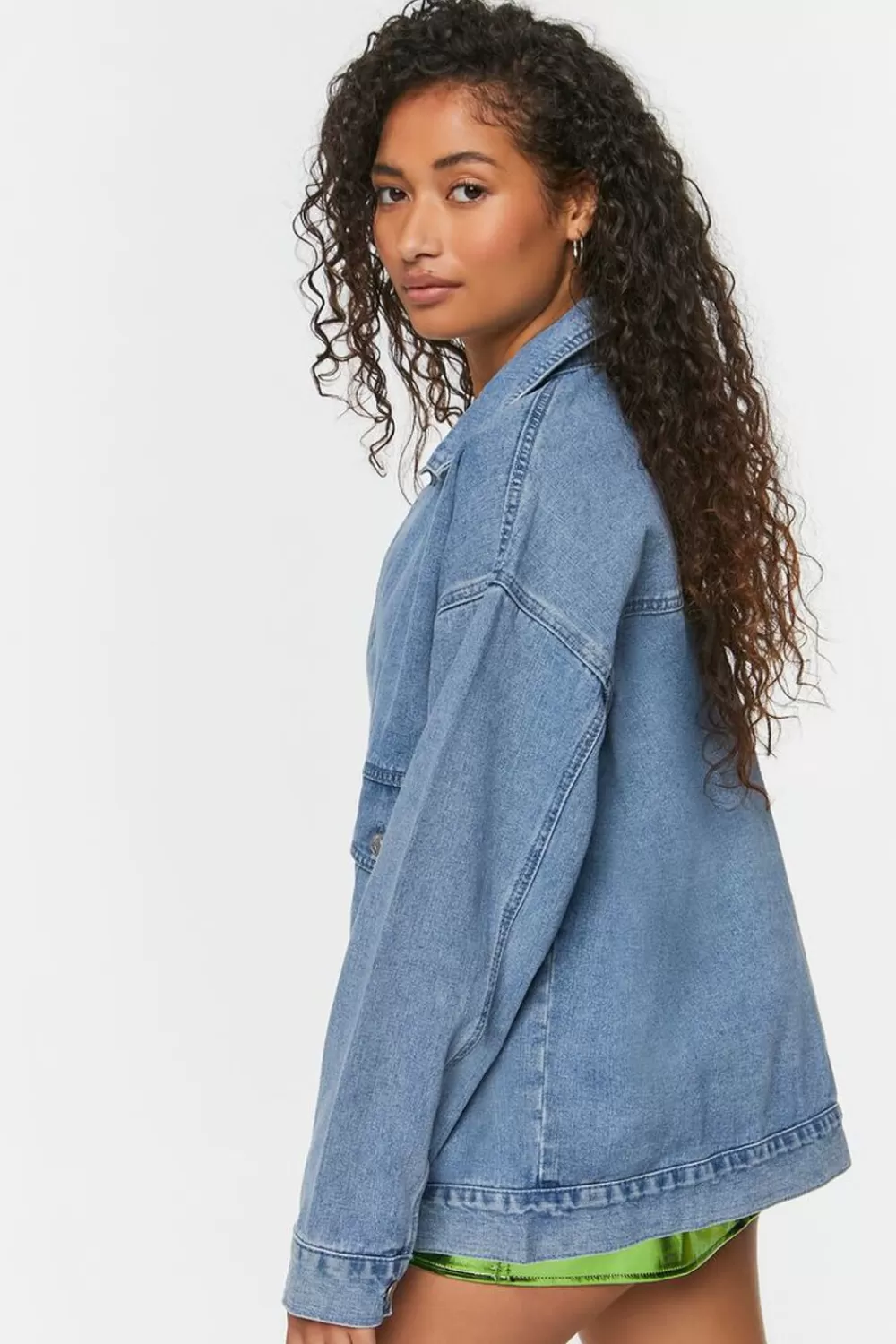 Jackets + Outerwear>Forever 21 Drop-Sleeve Shacket Denim