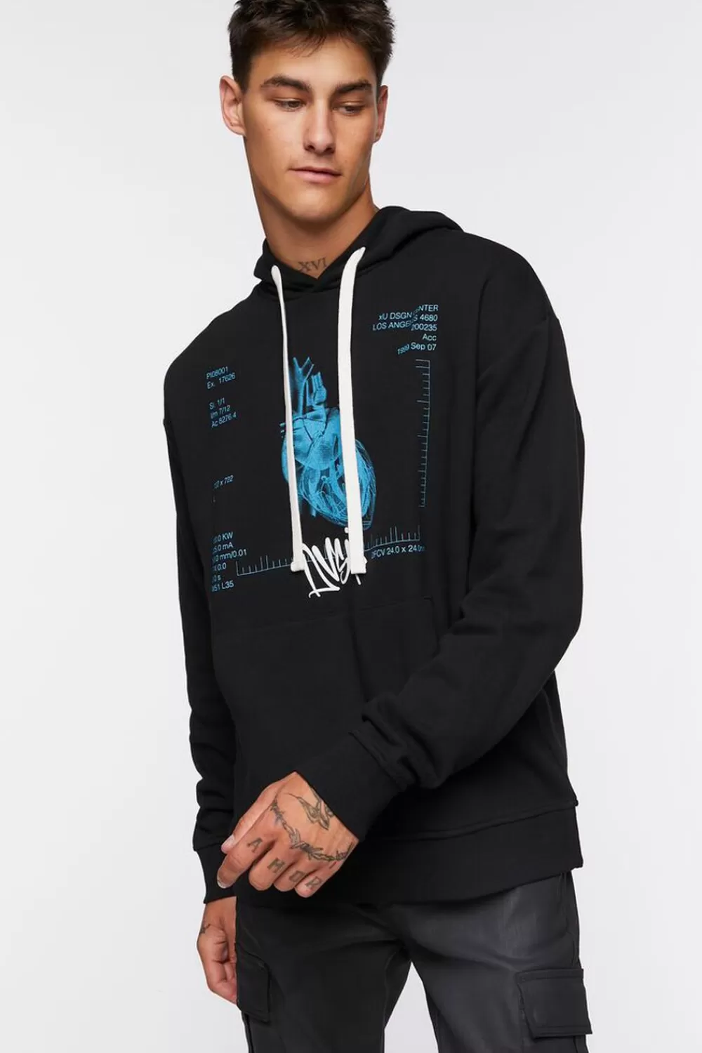 Graphic Tees>Forever 21 Dvsn Graphic Hoodie Black/Multi