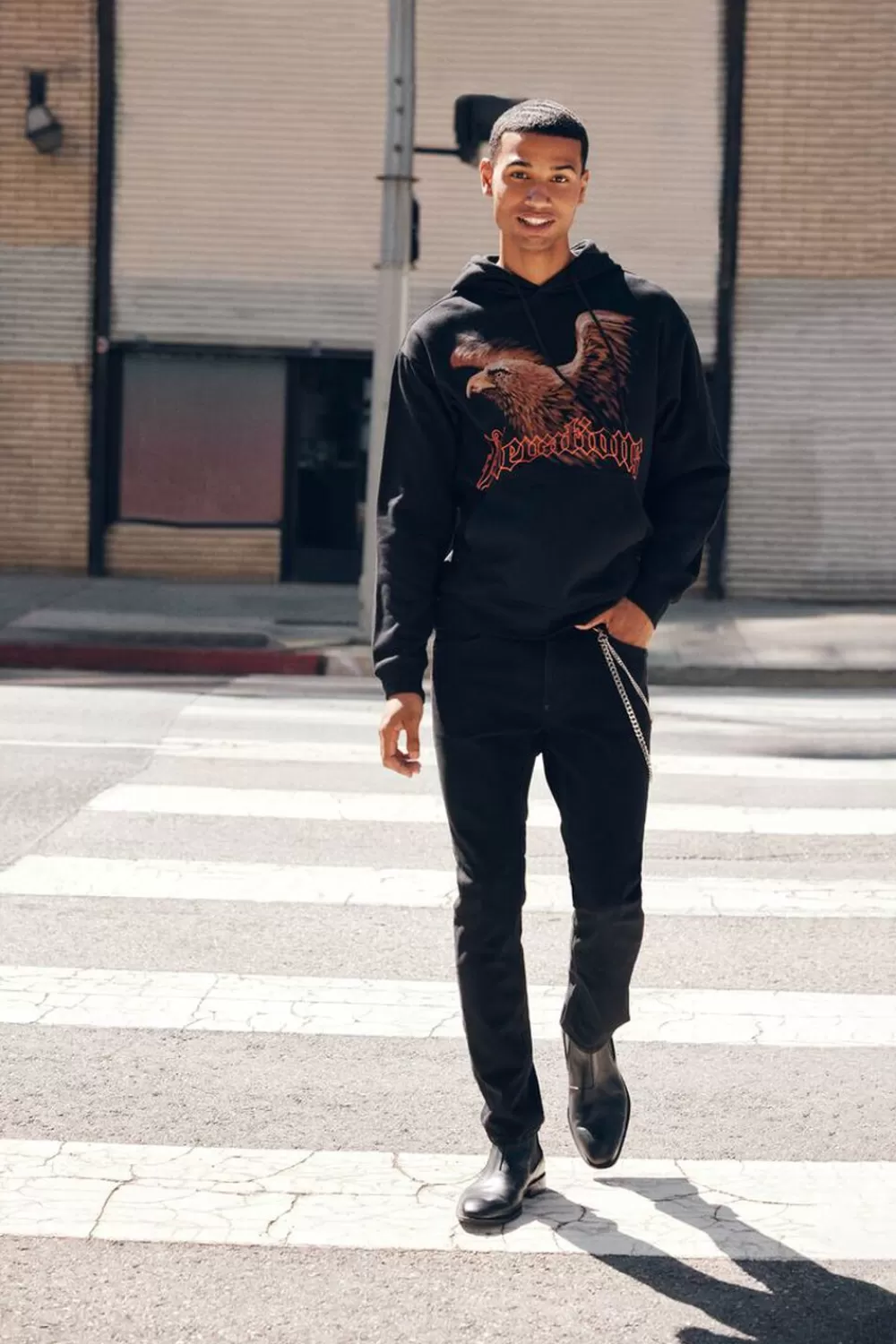 Graphic Tees>Forever 21 Eagle Graphic Hoodie Black/Multi