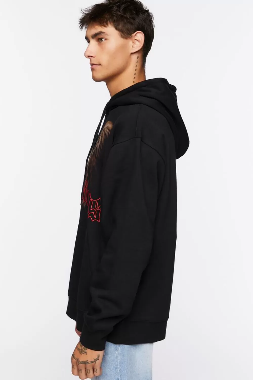 Graphic Tees>Forever 21 Eagle Graphic Hoodie Black/Multi