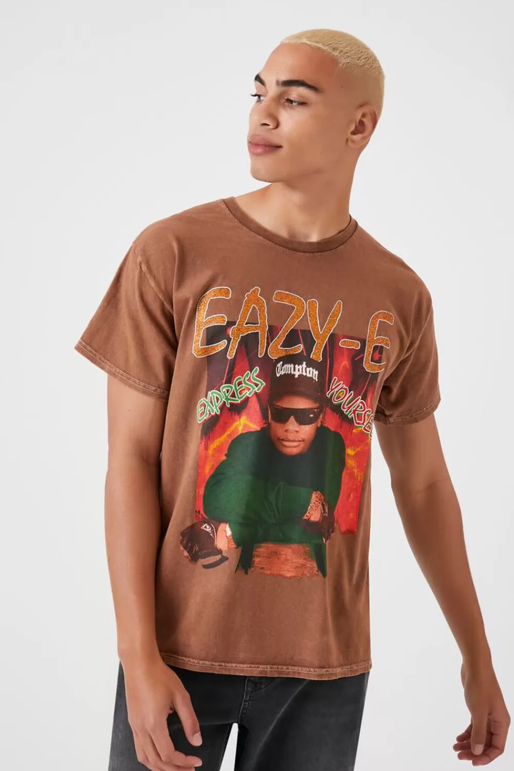 Graphic Tees>Forever 21 Eazy-E Glitter Graphic Tee Bronze/Multi