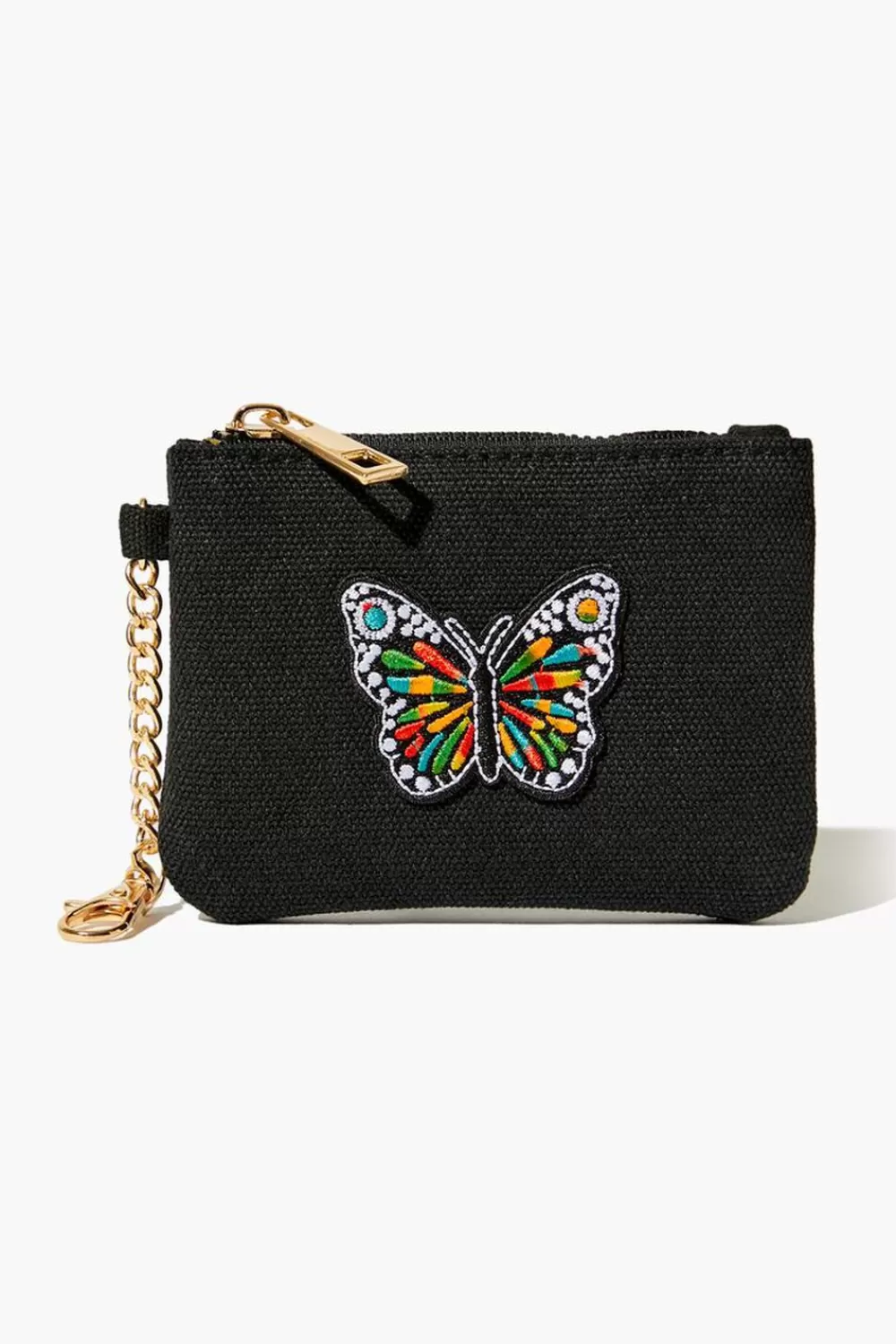 Bags + Backpacks>Forever 21 Embroidered Butterfly Coin Purse Black