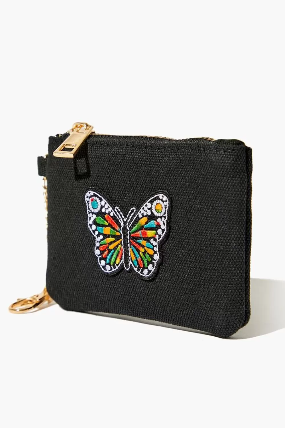 Bags + Backpacks>Forever 21 Embroidered Butterfly Coin Purse Black