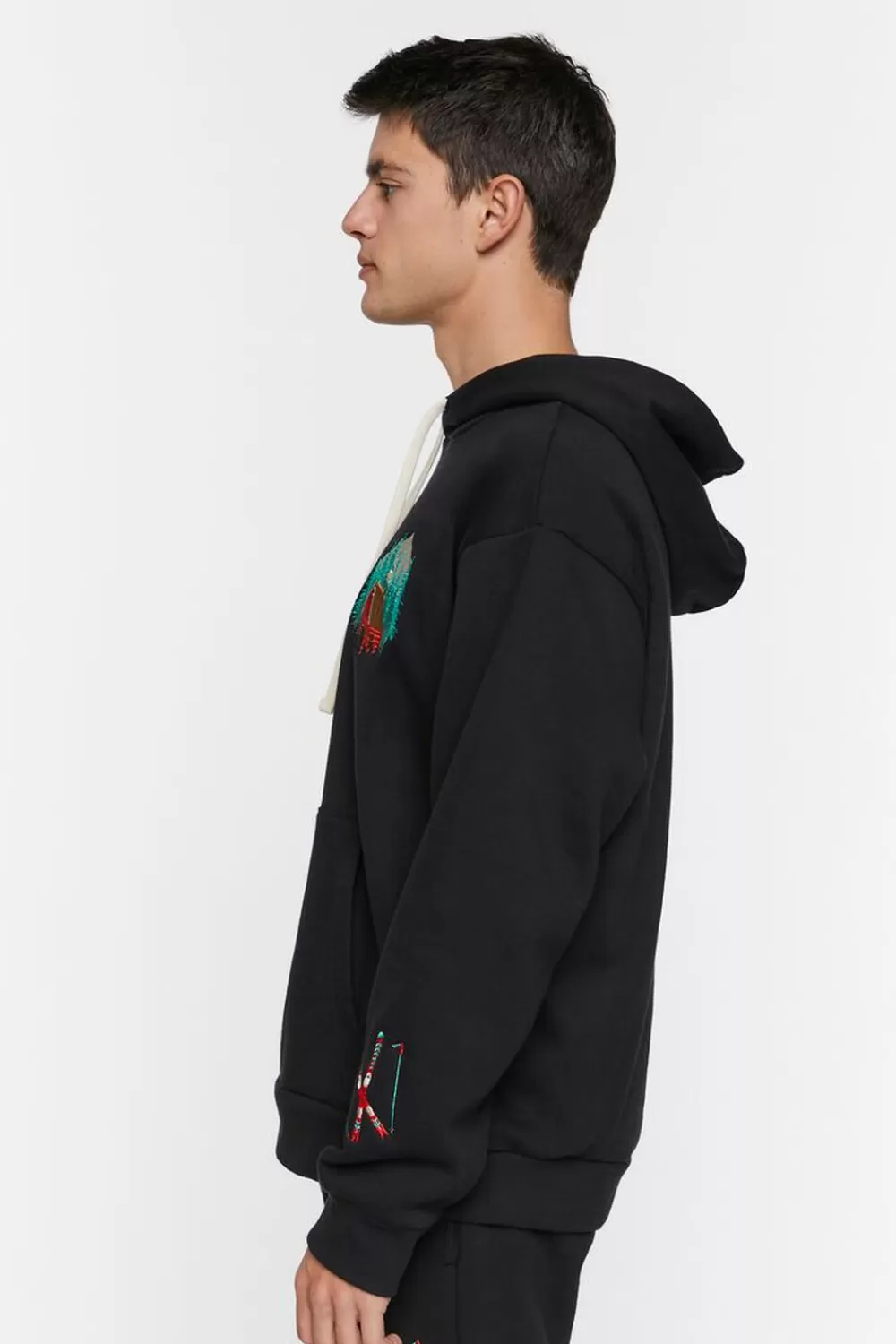 Hoodies + Sweatshirts>Forever 21 Embroidered Cabin Hoodie Black/Multi