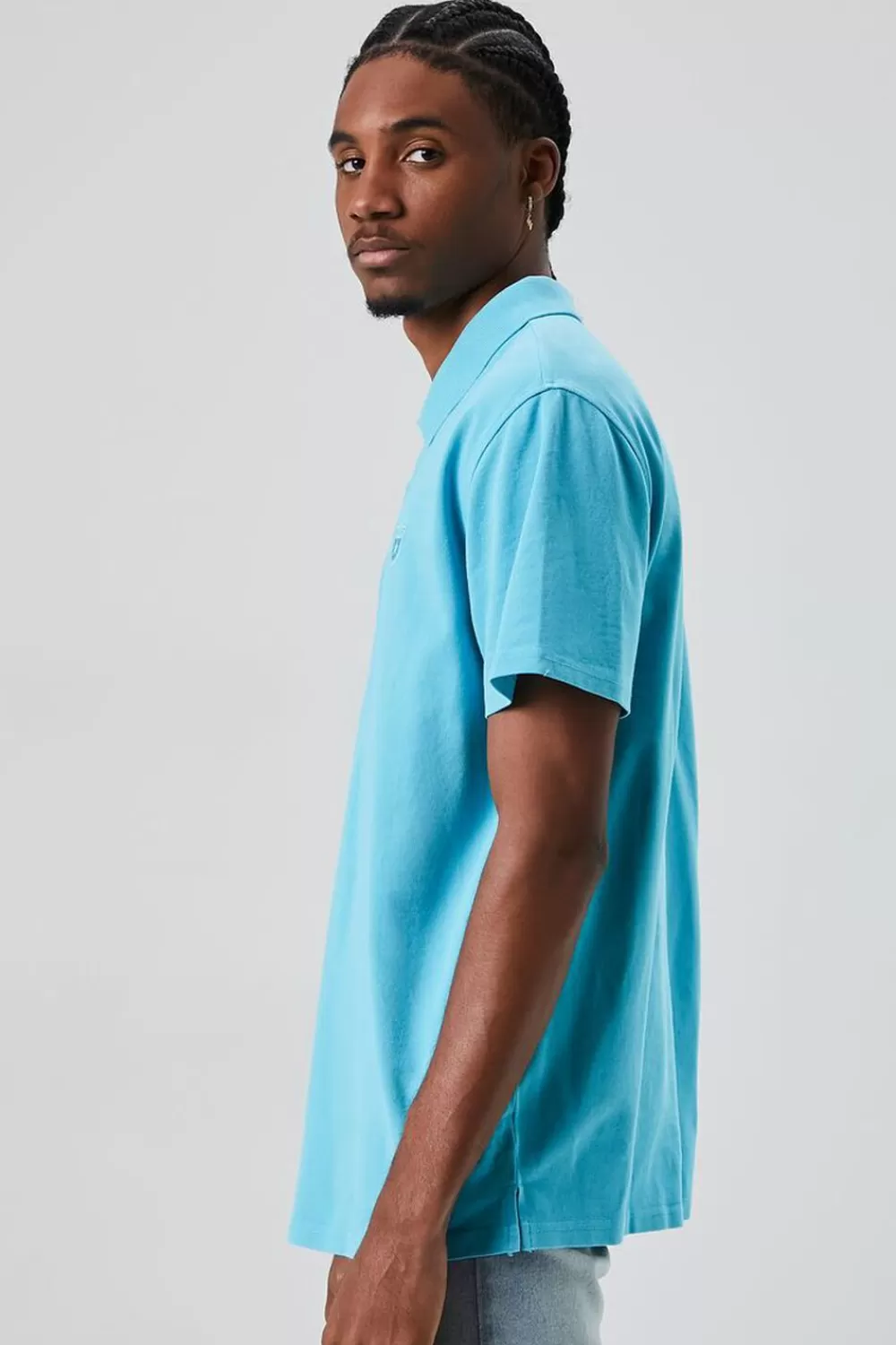 Graphic Tees>Forever 21 Embroidered Crest Polo Shirt Teal