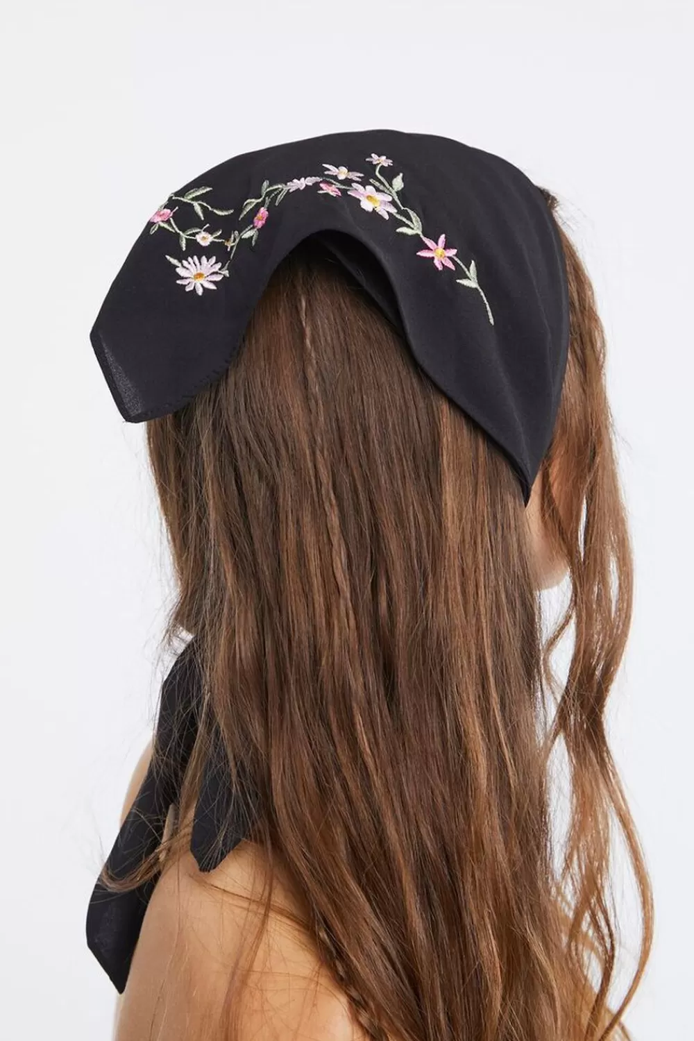 Scarves + Gloves>Forever 21 Embroidered Floral Scarf Black/Multi