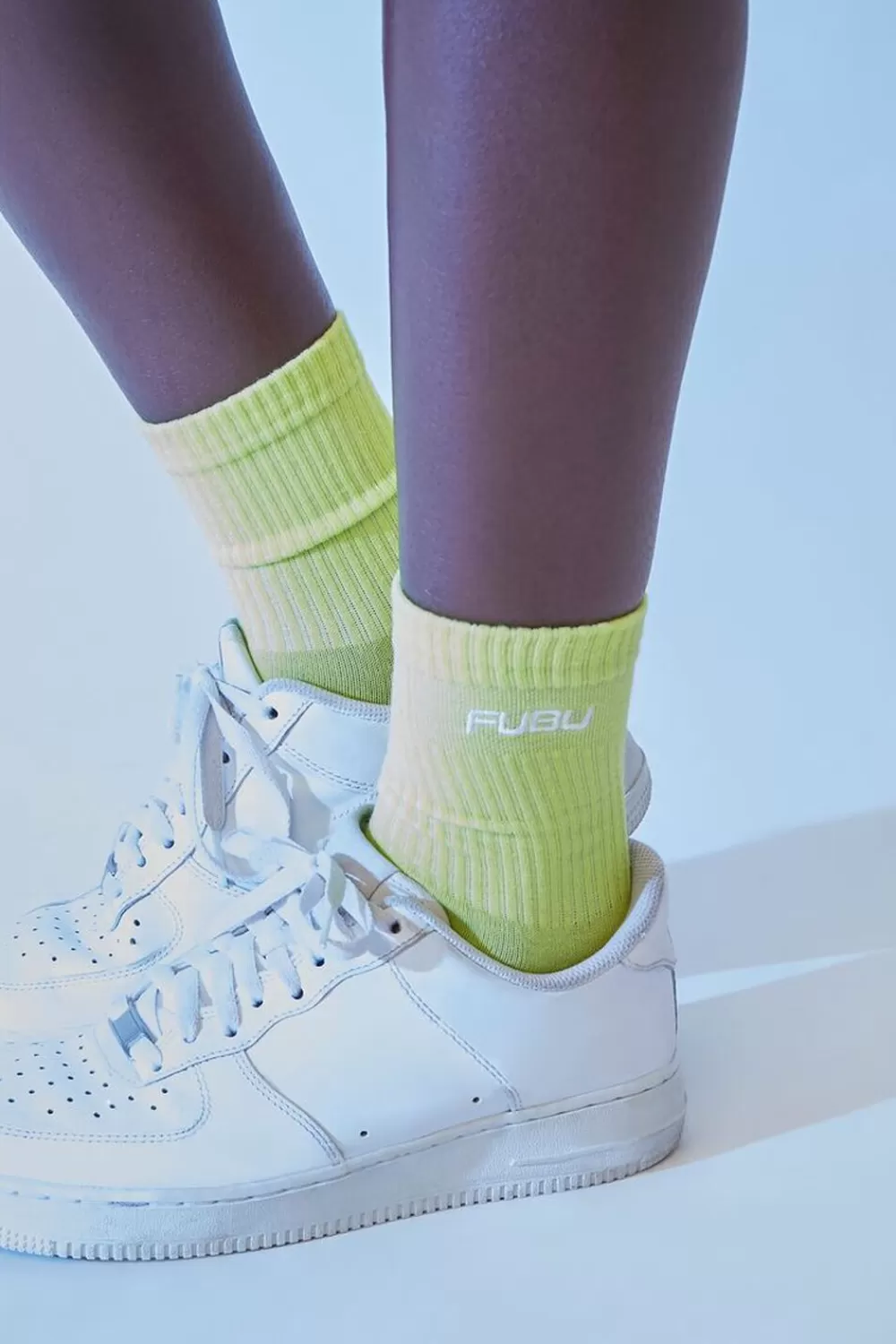 Socks + Tights>Forever 21 Embroidered Fubu Crew Socks Green