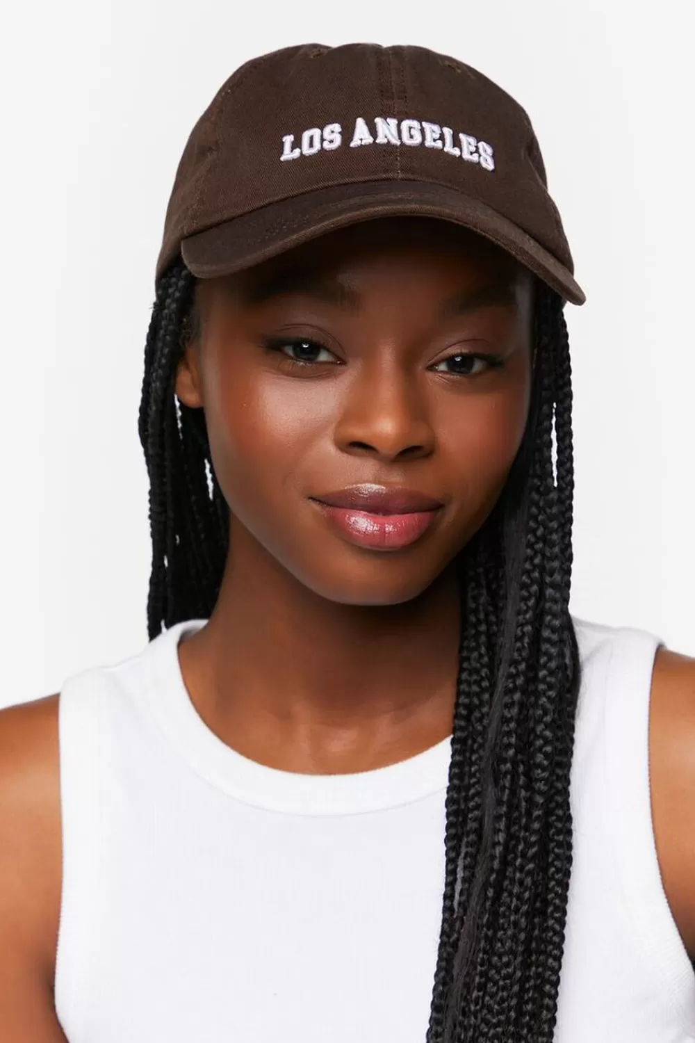 Hats + Beanies>Forever 21 Embroidered Los Angeles Baseball Cap Brown/White