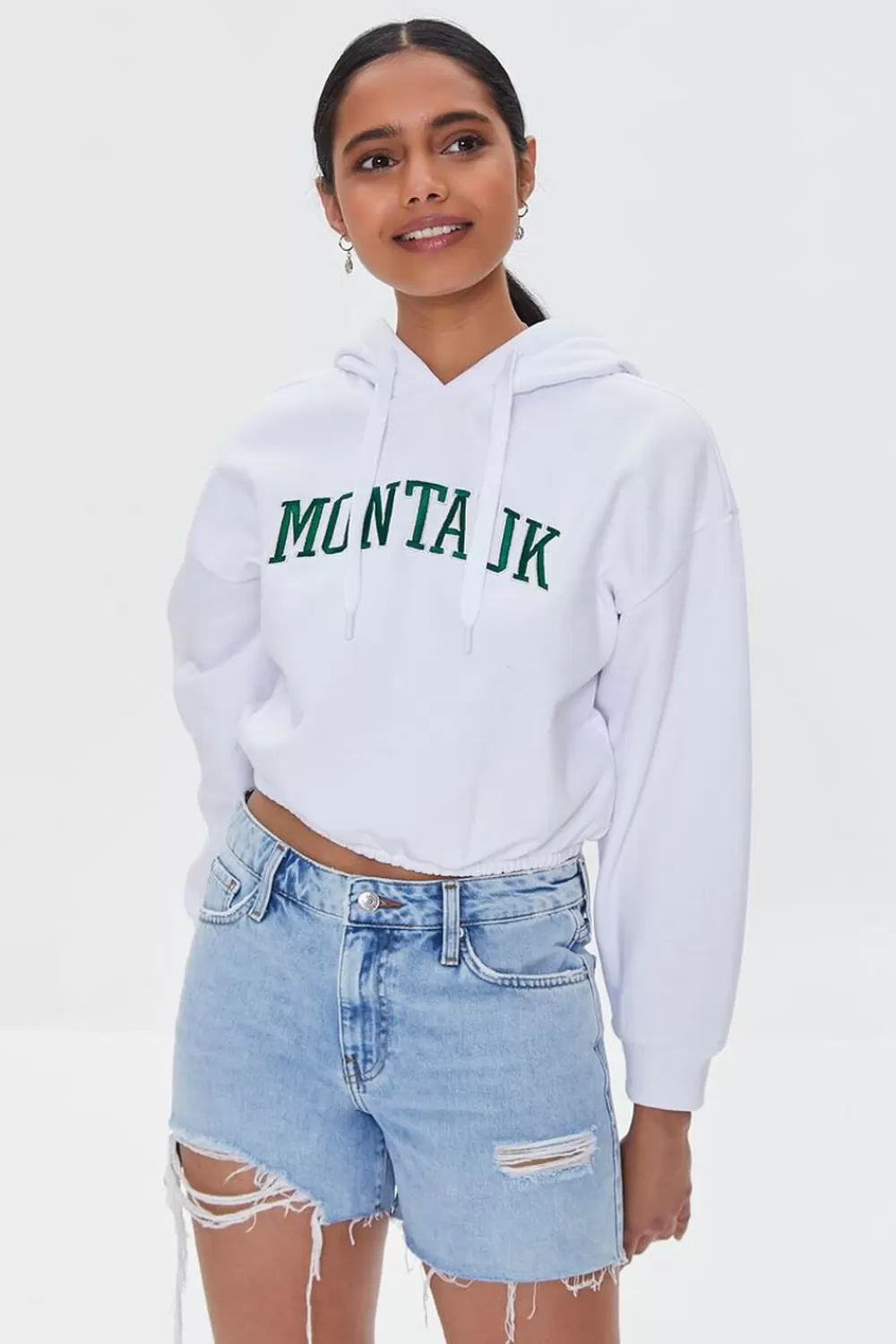 Forever 21 Embroidered Montauk Fleece Hoodie | Women Tops