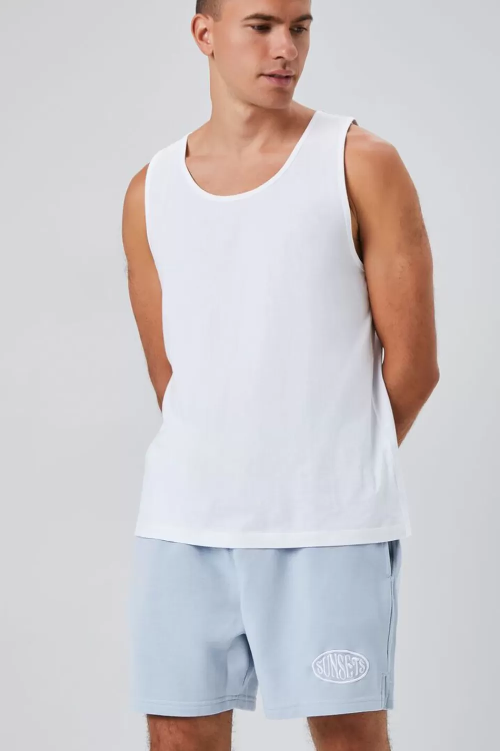 Bottoms>Forever 21 Embroidered Sunsets Sweatshorts Blue/White