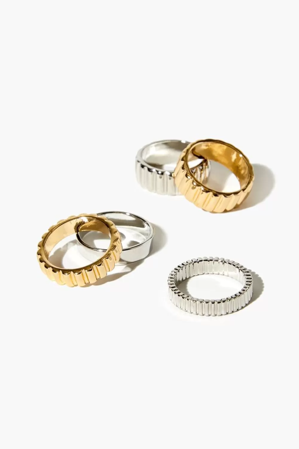 Rings>Forever 21 Etched Ring Set Gold/Silver