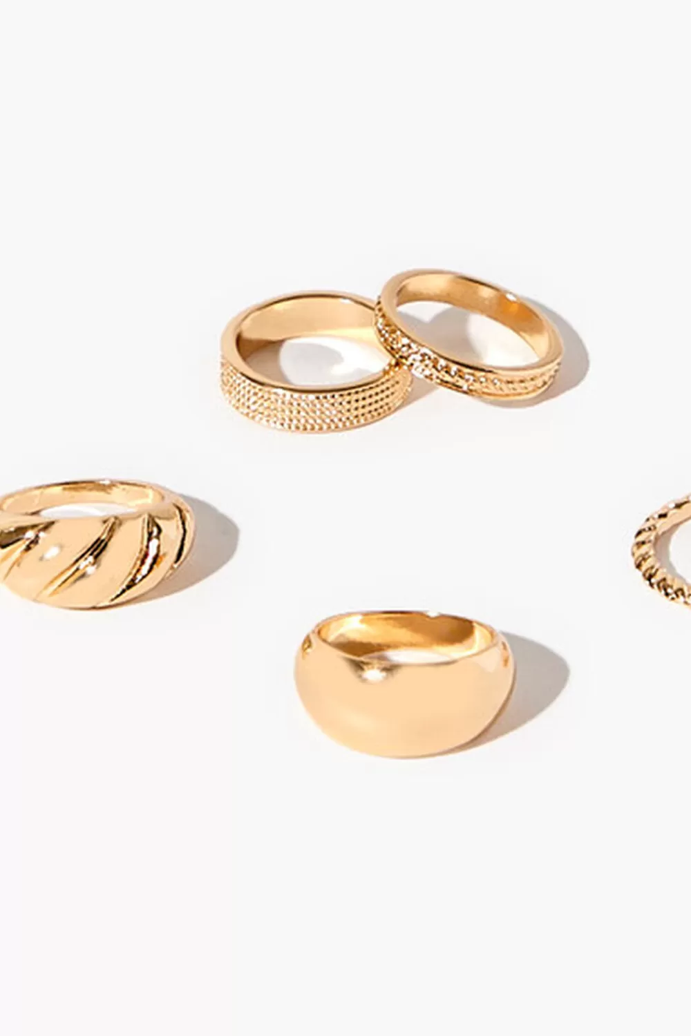 Rings>Forever 21 Etched Ring Set Gold