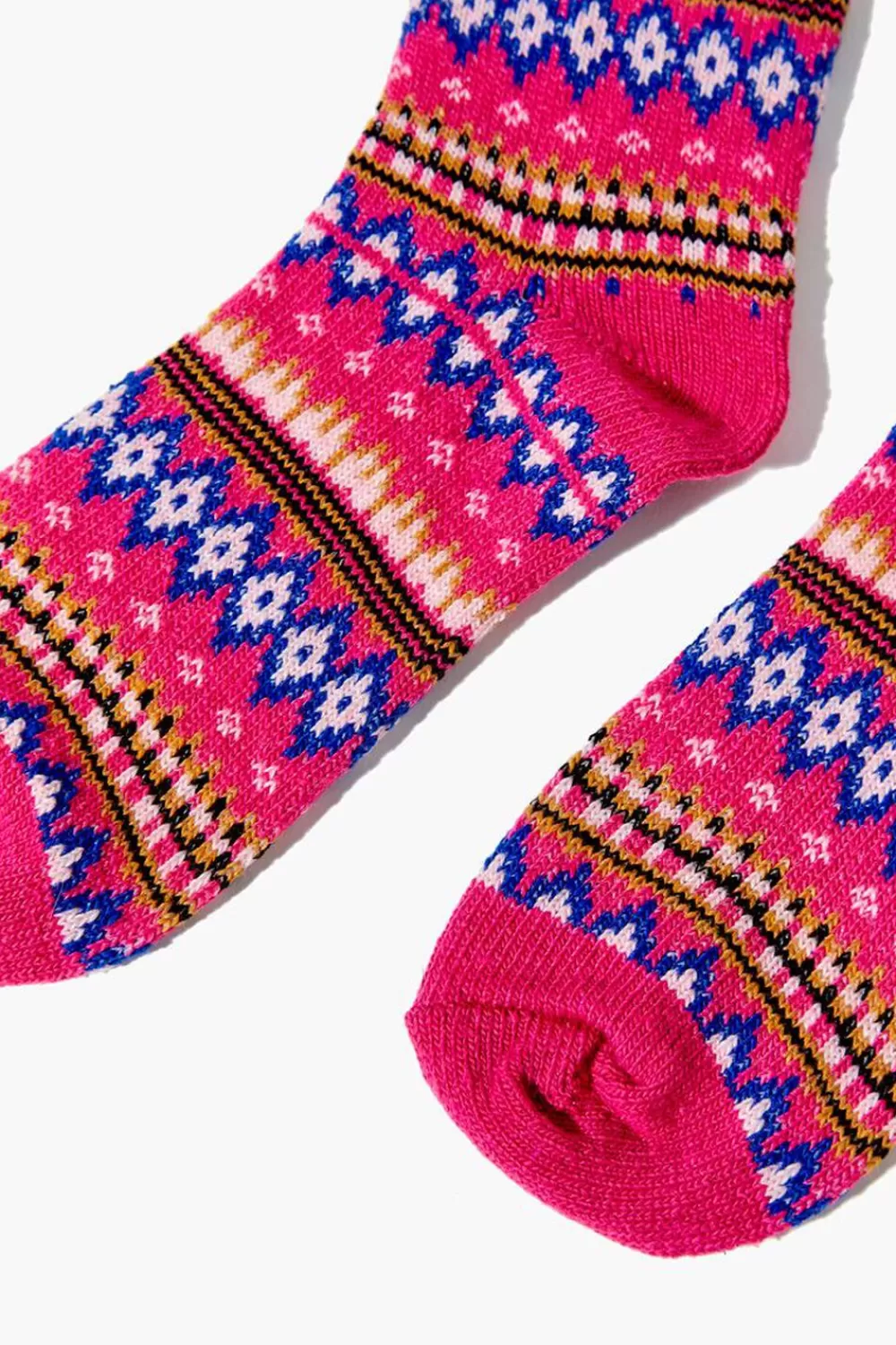 Socks + Tights>Forever 21 Fair Isle Crew Socks Pink/Multi