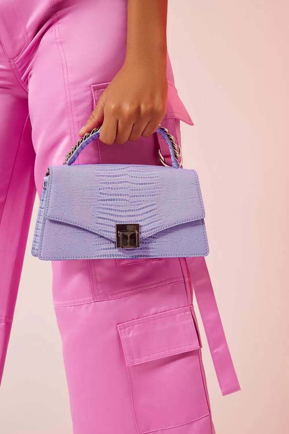 Bags + Backpacks>Forever 21 Faux Croc Crossbody Bag Lavender