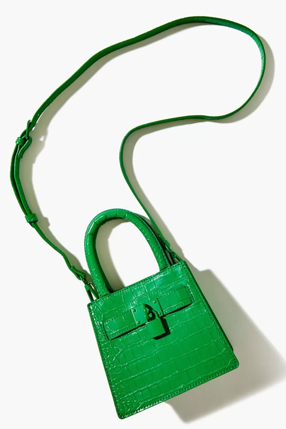 Bags + Backpacks>Forever 21 Faux Croc Crossbody Bag Green