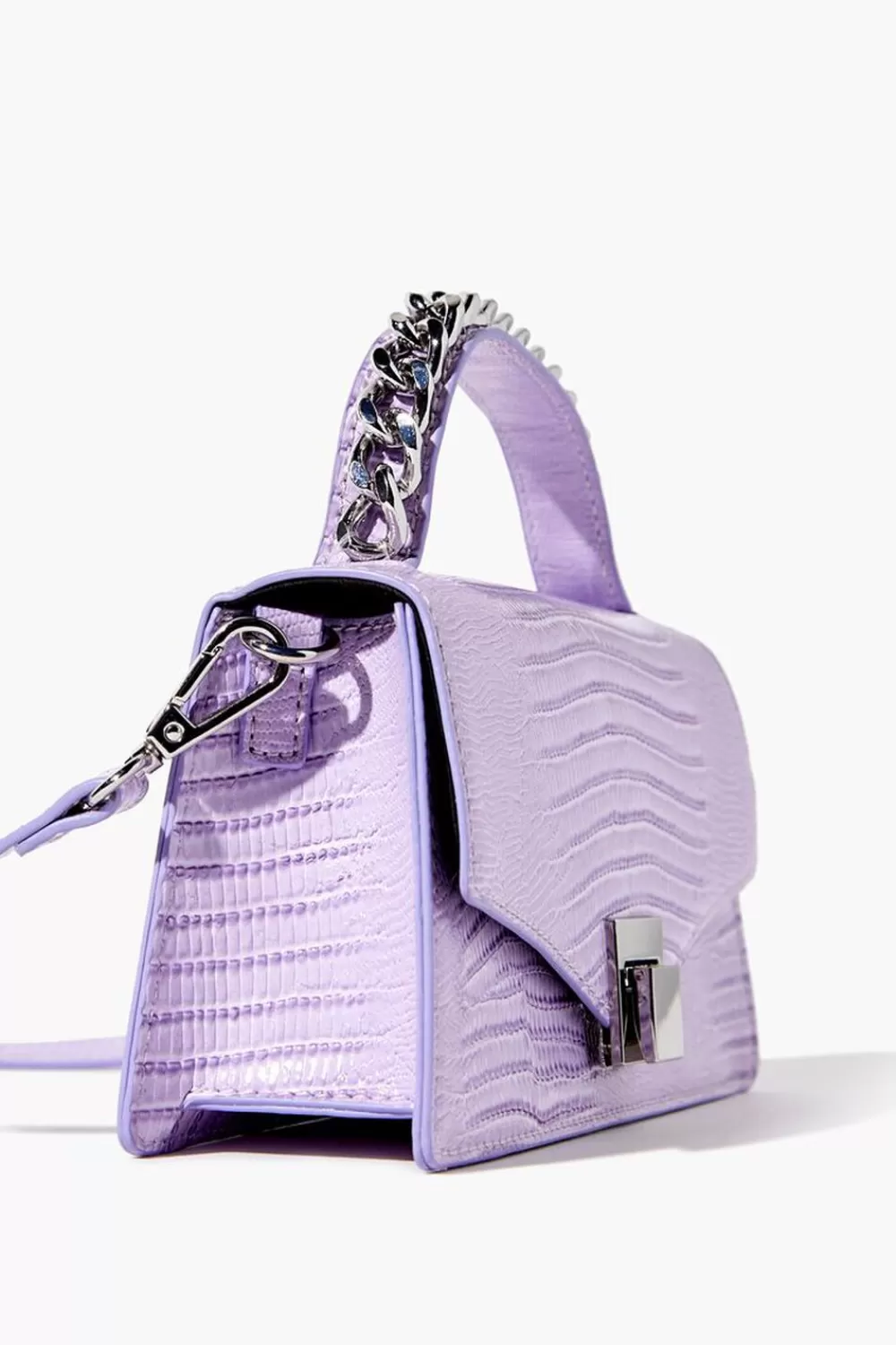 Bags + Backpacks>Forever 21 Faux Croc Crossbody Bag Lavender
