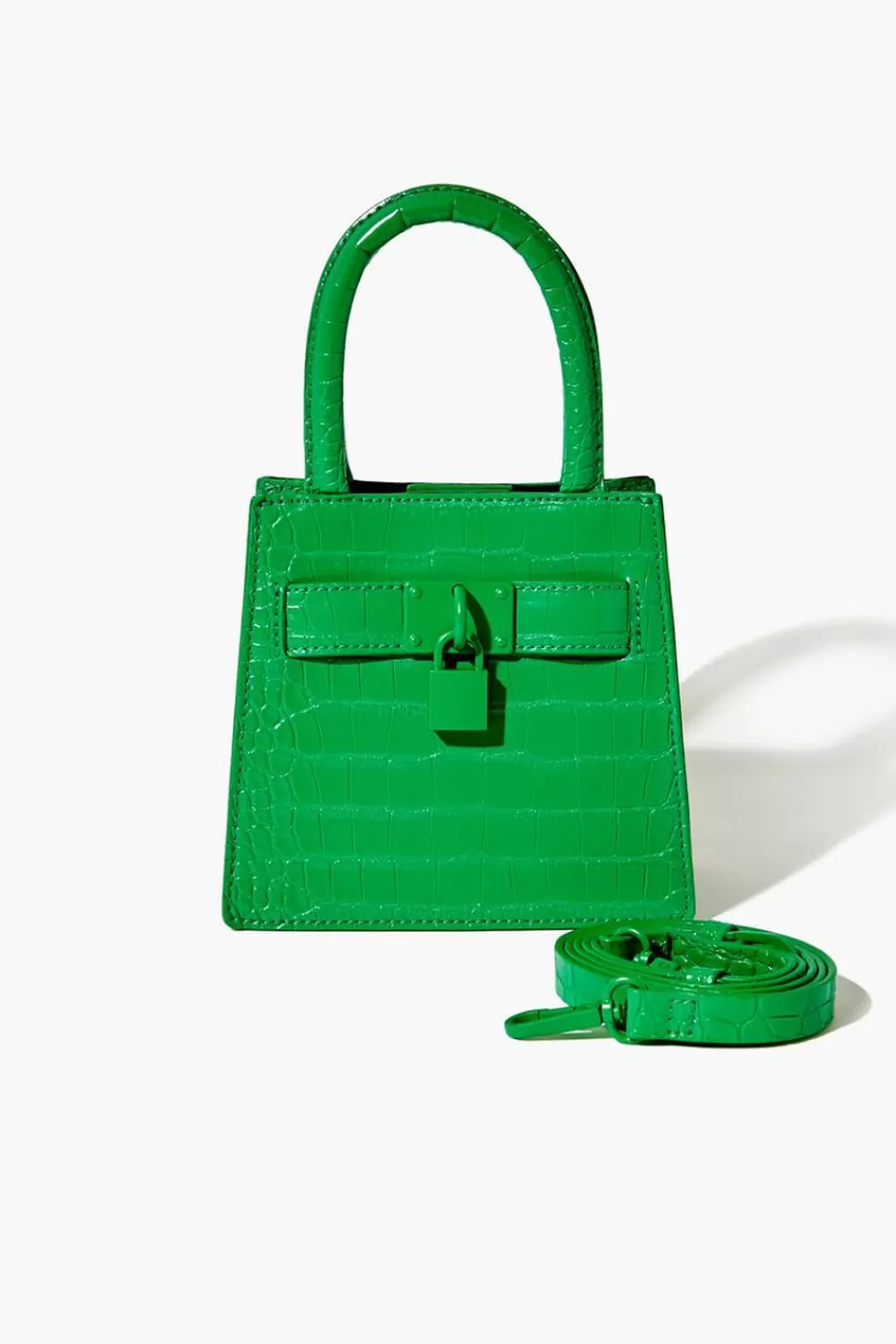 Bags + Backpacks>Forever 21 Faux Croc Crossbody Bag Green