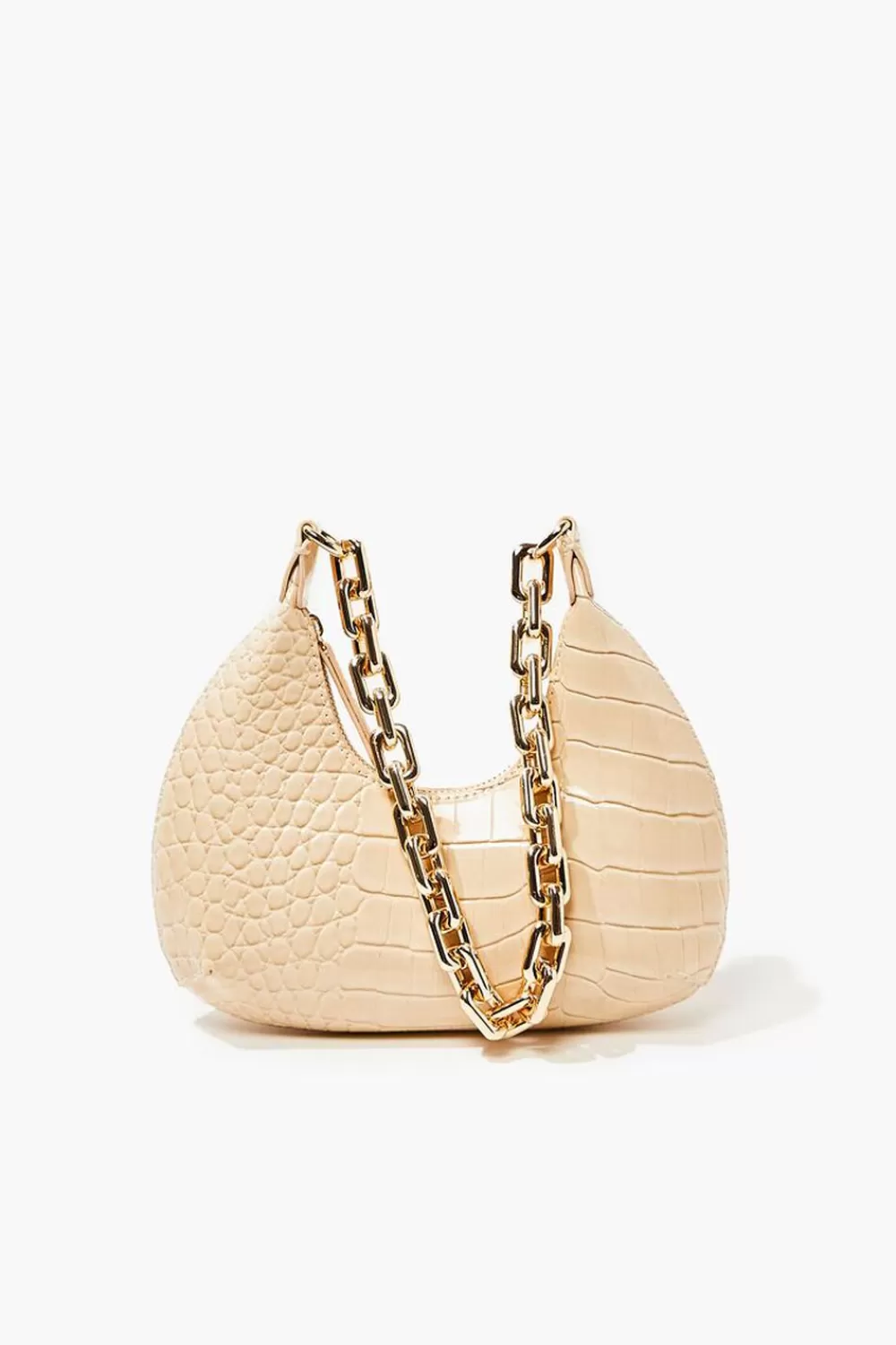 Bags + Backpacks>Forever 21 Faux Croc Leather Shoulder Bag Taupe