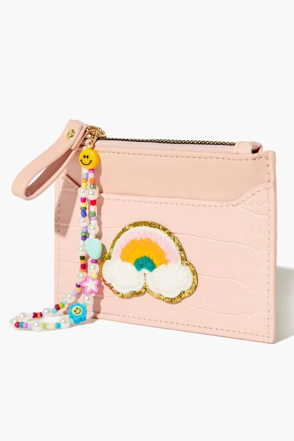 Bags + Backpacks>Forever 21 Faux Croc Rainbow Wallet Pink