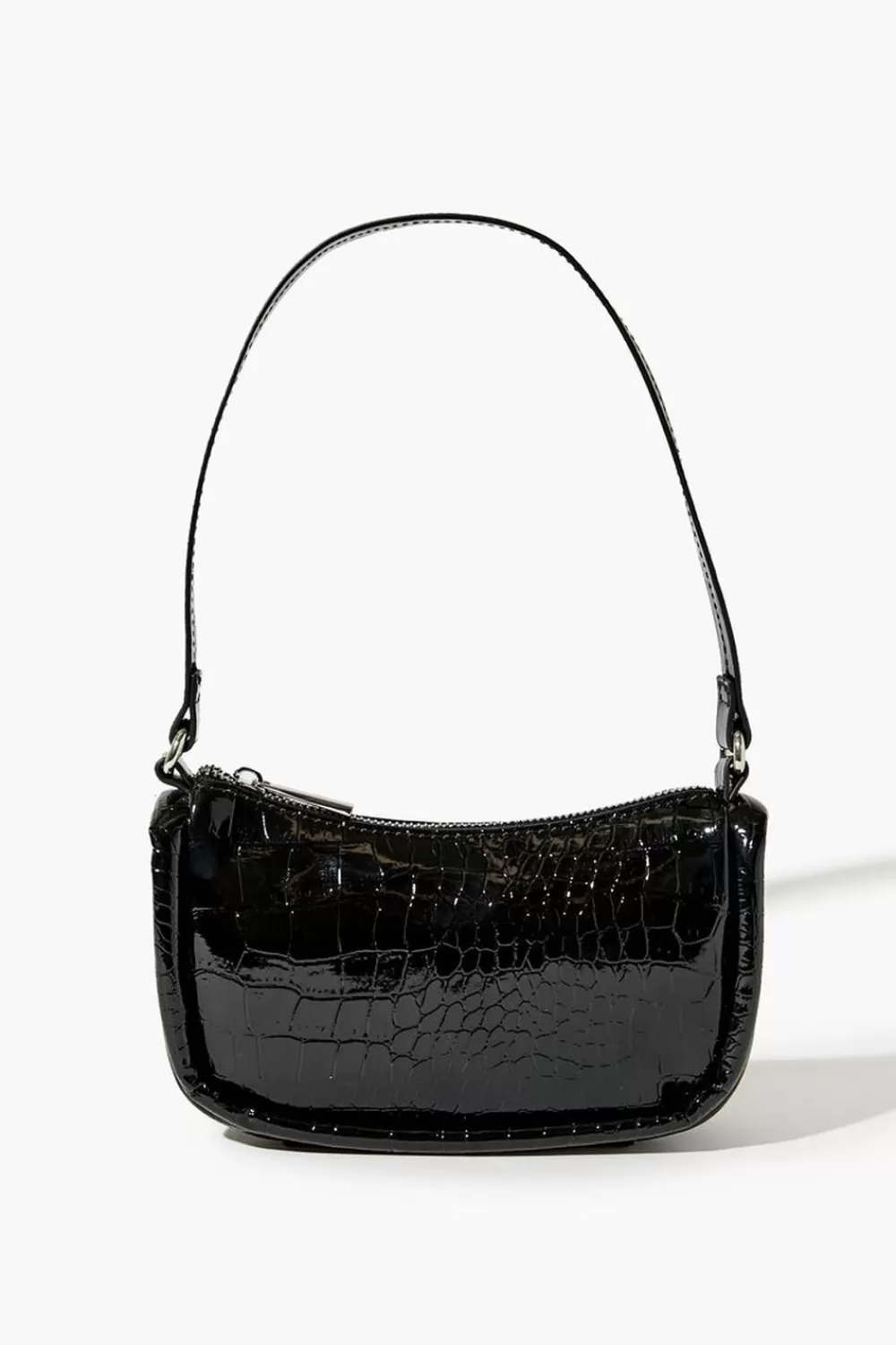 Bags + Backpacks>Forever 21 Faux Croc Shoulder Bag Black