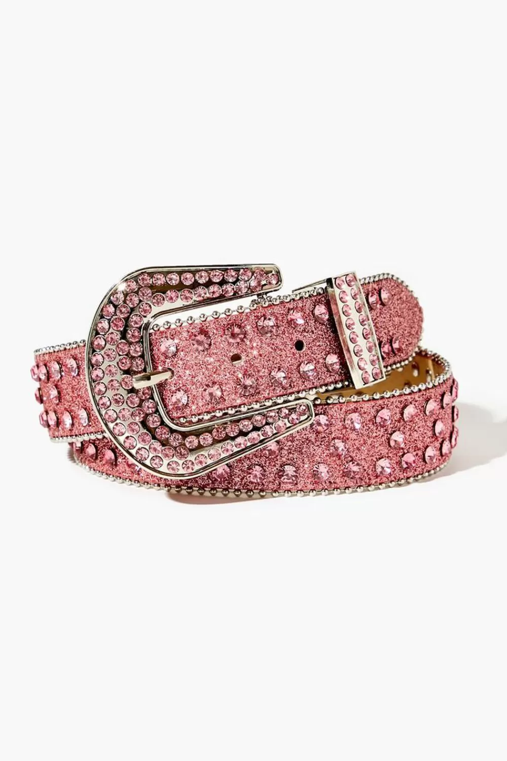 Belts>Forever 21 Faux Gem & Rhinestone Glitter Belt Pink/Pink