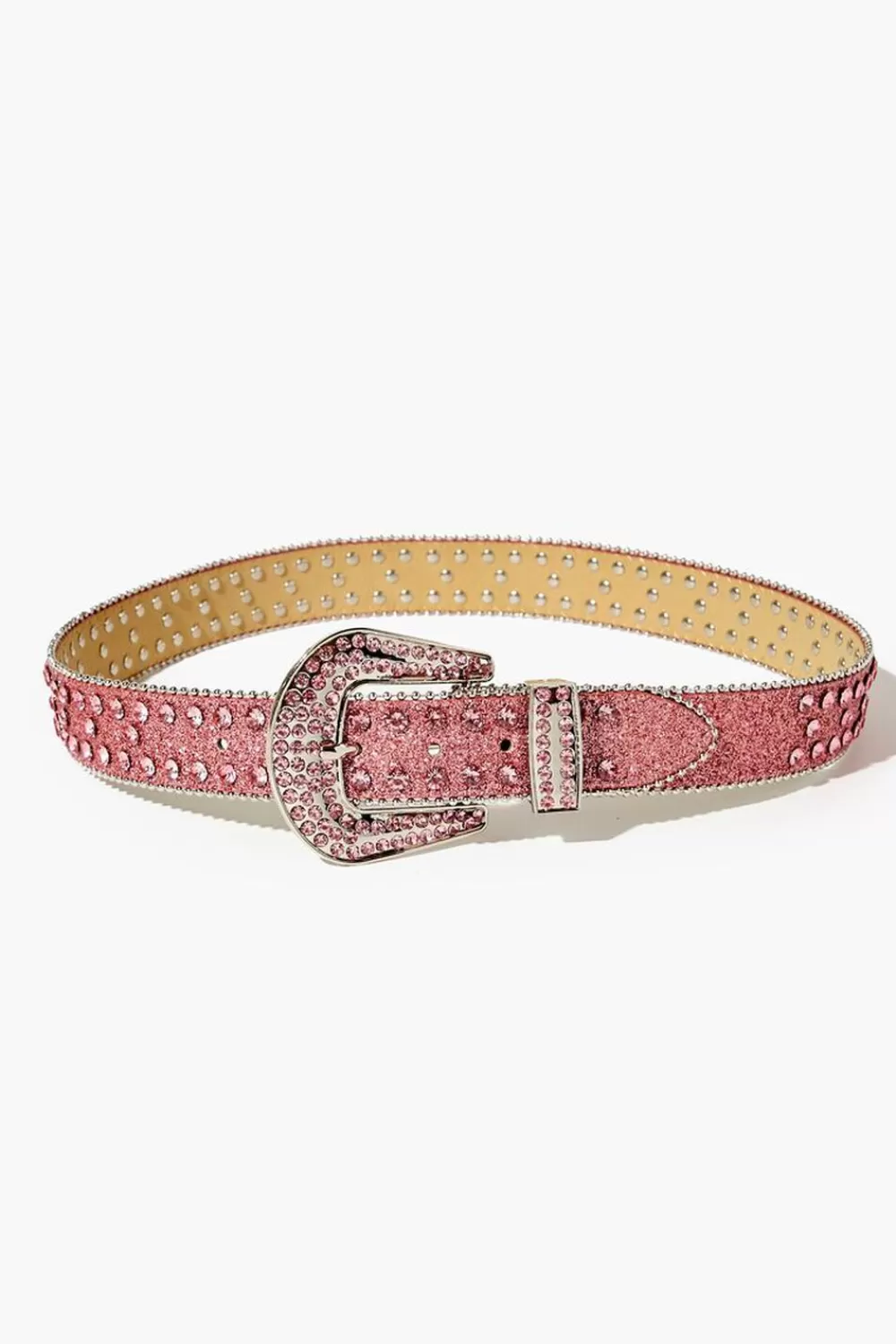 Belts>Forever 21 Faux Gem & Rhinestone Glitter Belt Pink/Pink